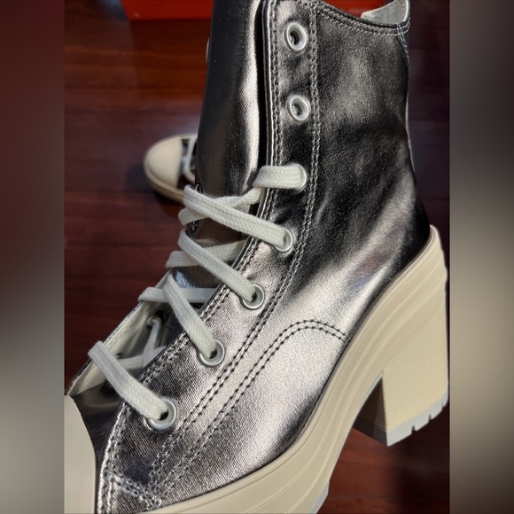 Womens 9 Converse Chuck 70 De Luxe Heel Hi Top Metallic Gunmetal New NO BOX - Picture 10 of 16